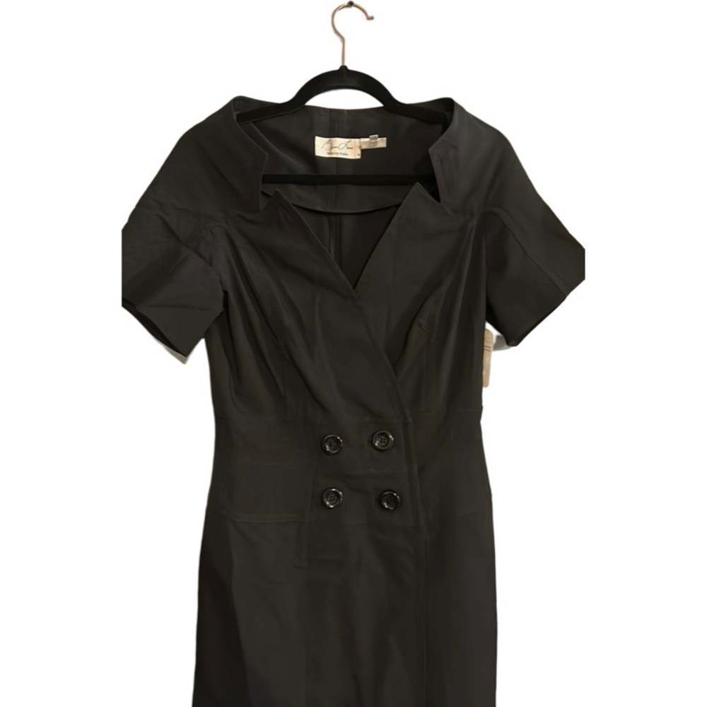 NWY Byron Lars stretch gaberdine fitted black pencil dress size 6